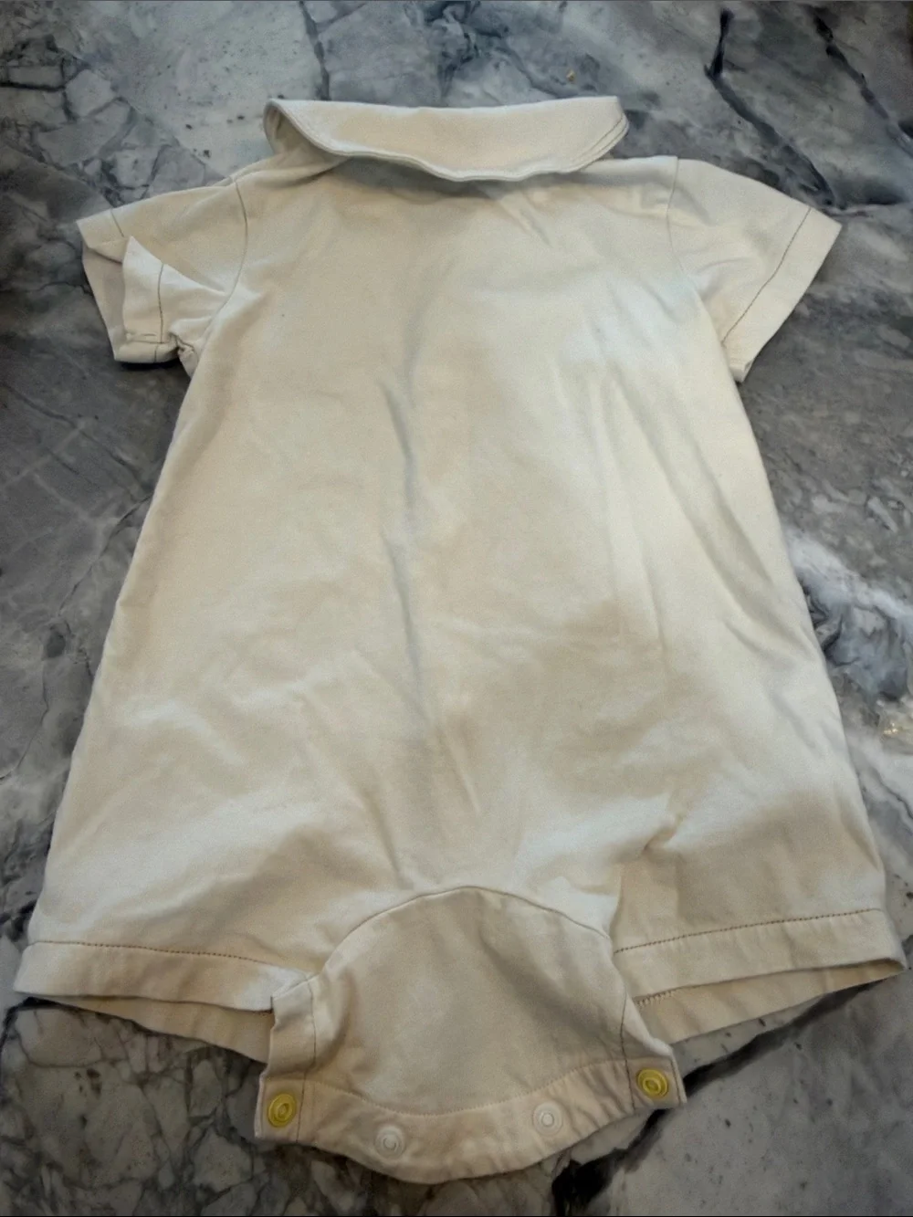 Soft Cream Button-Front Baby One-Piece Romper